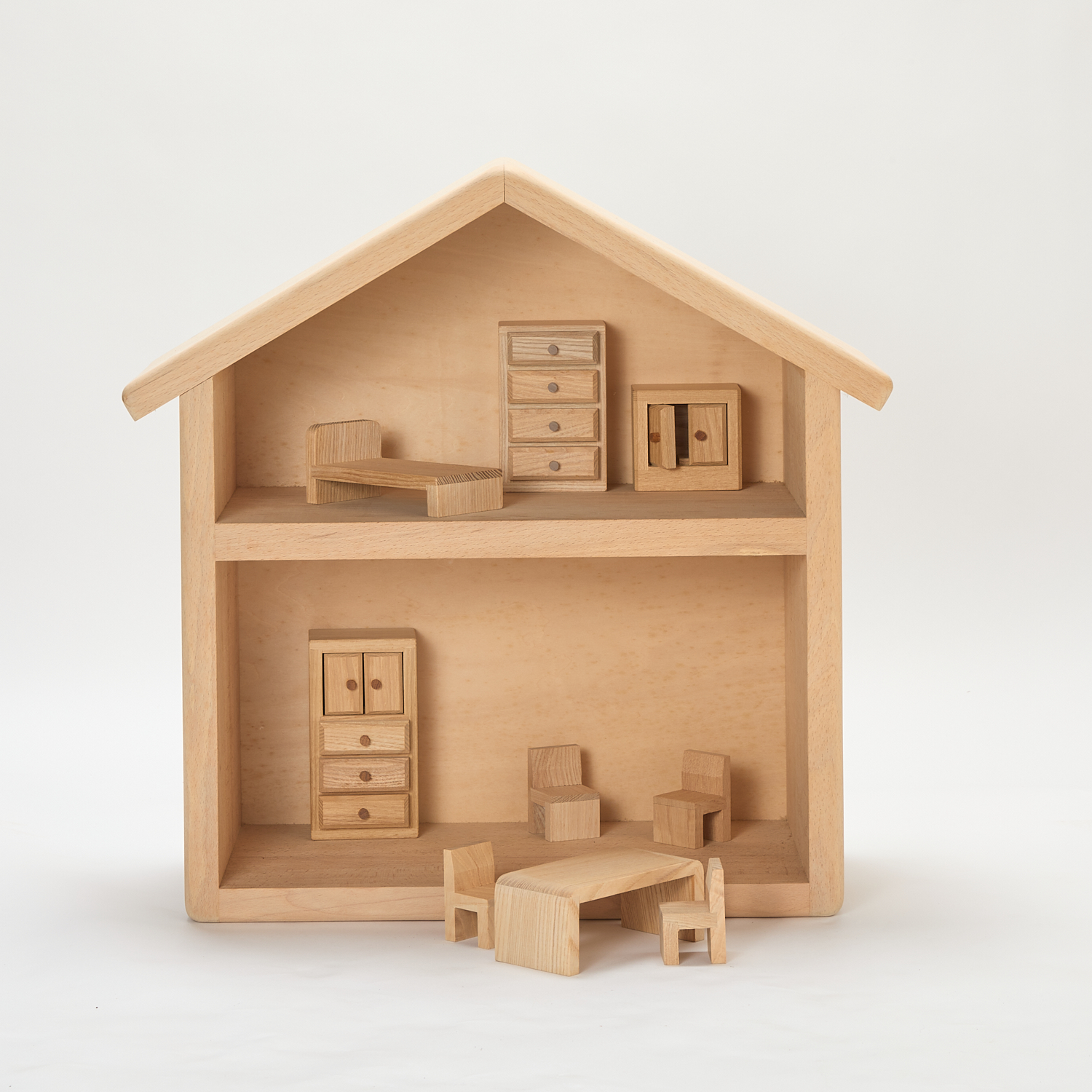 Wooden Doll House with Furniture Full Set